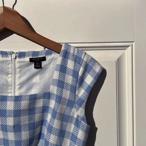 Ann Taylor Baby Blue Gingham Petite Dress - Picture 3 of 8